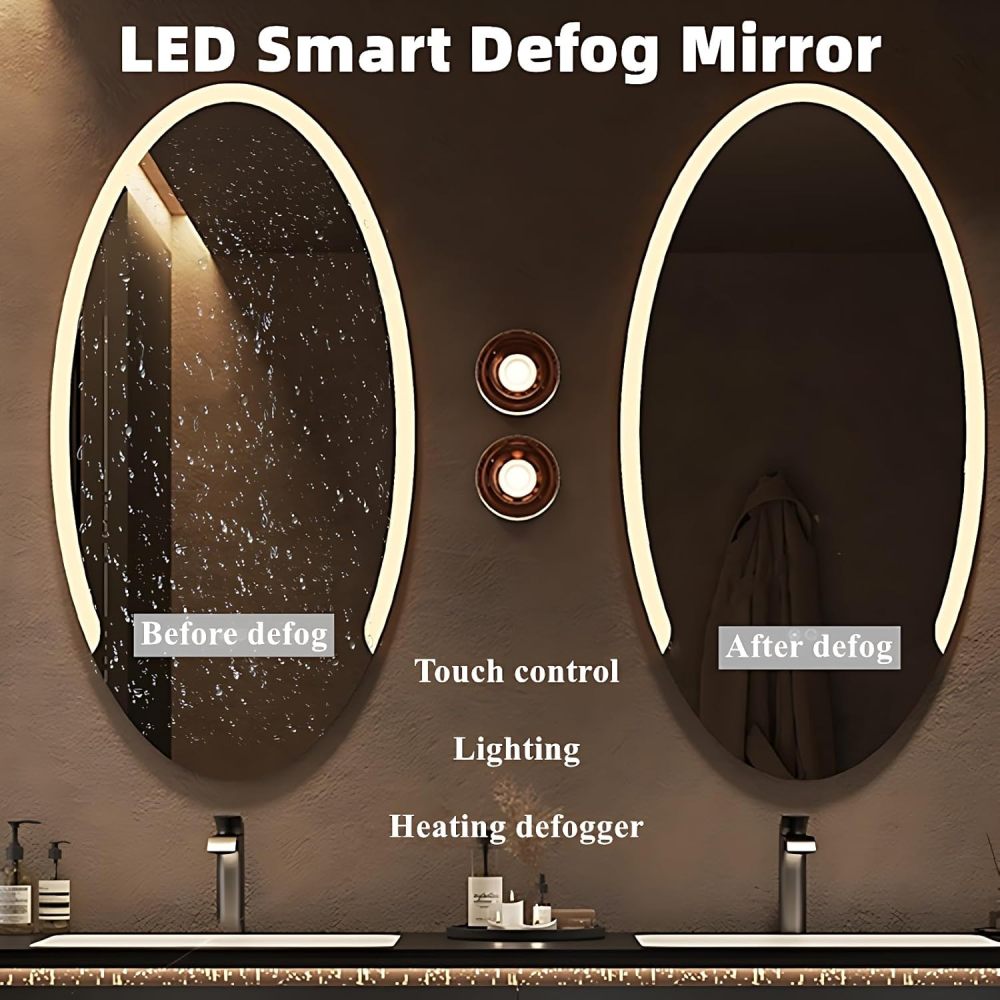 Bathroom Vanity with Sink - Double Sink Bathroom Vanity Cabinet & LED Smart Defog Mirror Set, Floating Vanity with Spacious Storage, Wall-Mounted (White, 96")