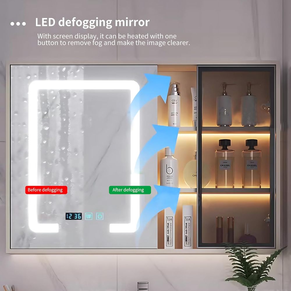 Bathroom Vanity with Sink - Bathroom Vanity Set, Includes Smart Led Mirror Cabinet & Pedestal Sink Cabinet, Large Storage Space (44")