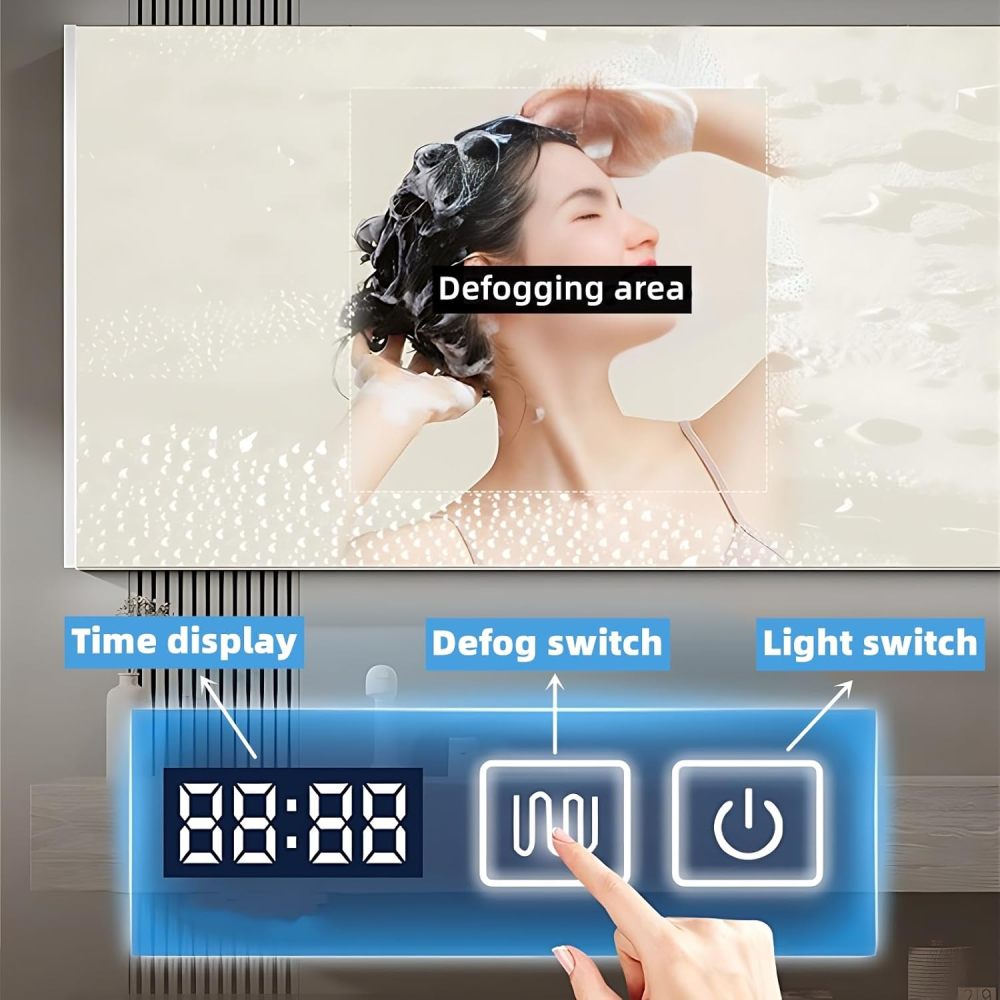 Bathroom Vanity with Sink - Modern Double Sink Bathroom Vanity & LED Anti-Fog Mirror Cabinet, Ample Storage Solutions, Floating Vanity with Faucet Accessories (56")