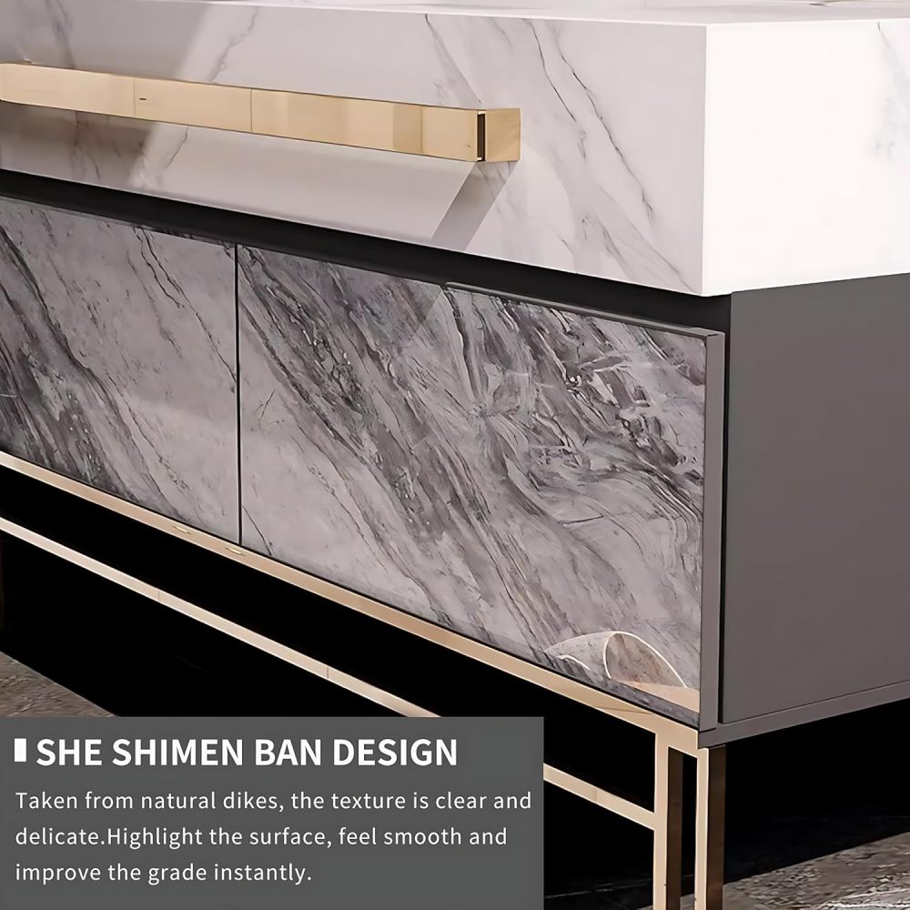 Luxury Bathroom Vanity with Sink - Single Sink Bathroom Vanity Cabinet & LED Smart Defogging Mirror Set, Solid Wood Structure with Drawers (32")