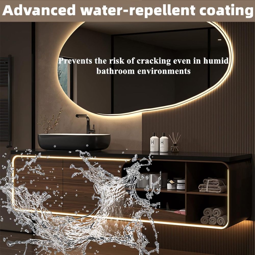 Bathroom Vanity with Sink - Modern Floating Bathroom Vanity Cabinet with LED Smart Mirror Set, Motion Sensor Lighting, Wall Mount, Includes Faucet & Accessories (Mirror, 80")