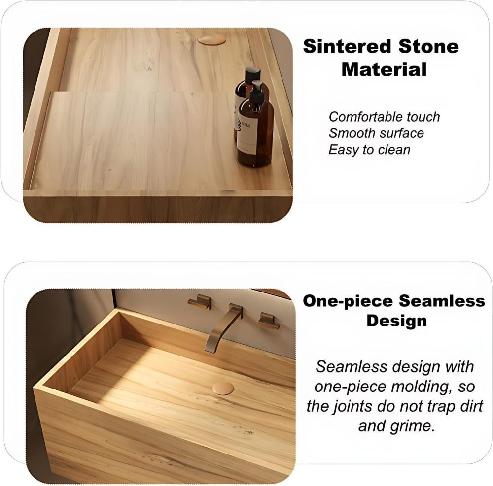 80" Bathroom Vanity with Sink - Modern Single Sink Bathroom Vanity Cabinet with Intelligent LED Anti-Fog Mirror, Floating Wall Mounted Design, Faucet and Accessories Included (D)