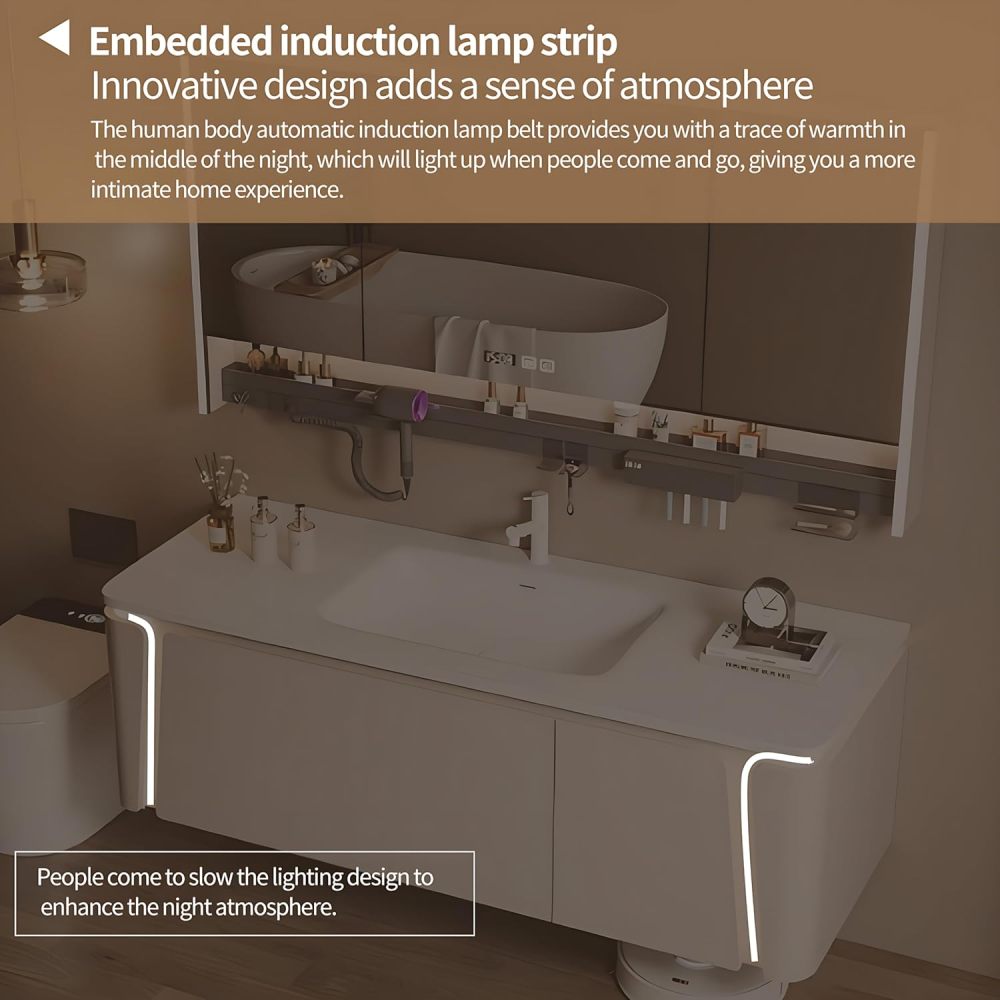 Bathroom Vanity with Sink - Modern Floating Vanity with Ample Storage Space - Intelligent Sensor Lights and LED Mirror Cabinet - Perfect for Your Bathroom (40")