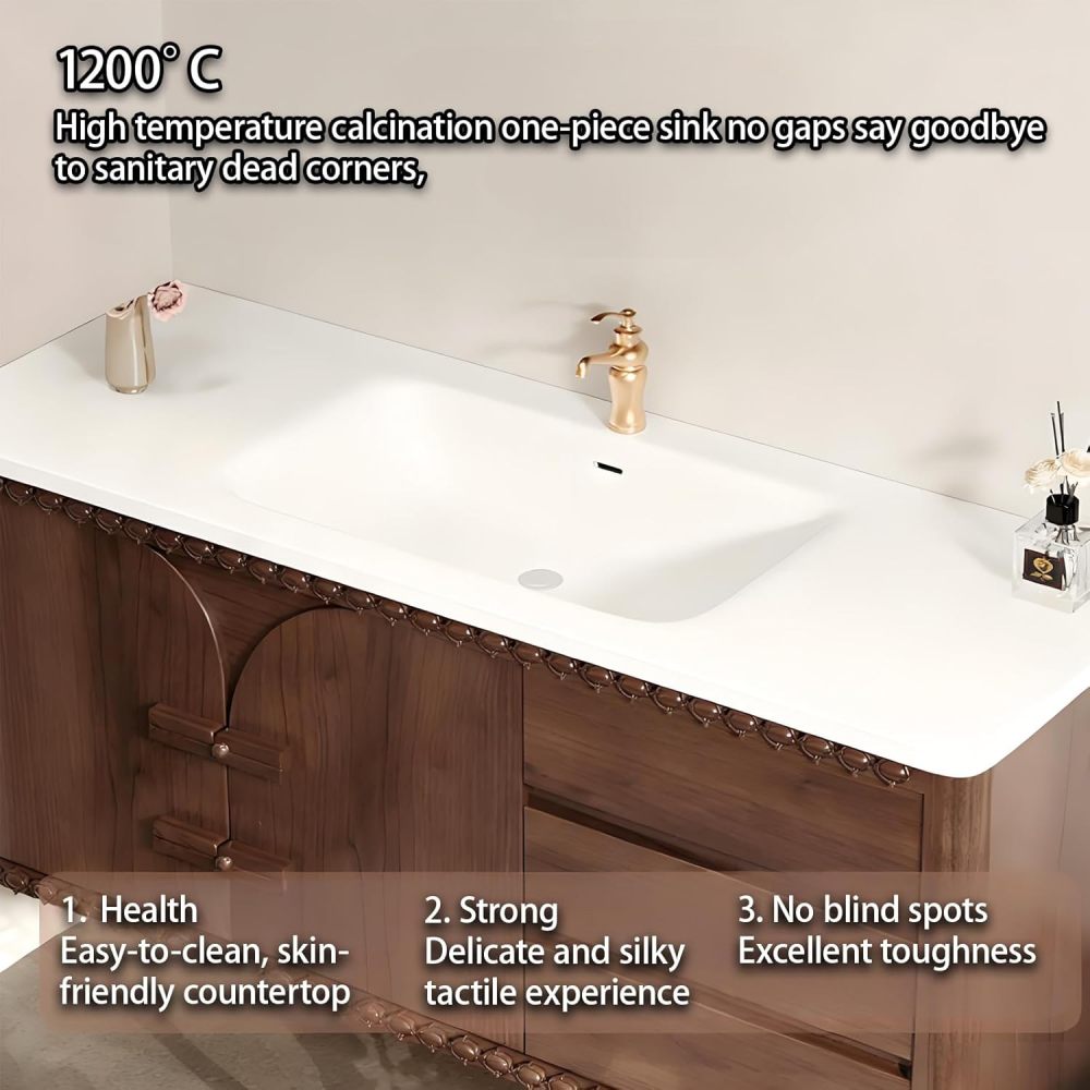94IN Bathroom Vanity with Sink - Single Floating Sink Design with Smart Defog Mirror, Solid Wood, Waterproof & Moisture-Proof, Customizable Size - Complete Accessories?Cabinet Mirror