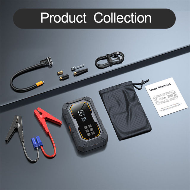 12V 2000A Portable Car Battery Booster with Air Compressor Tire Inflator Power Bank Emergency Jump Starter