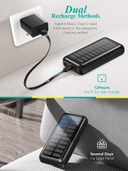 New Solar Power Banks Mobile Phone Portable Powerbank 20000Mah Double Usb High Capacity Waterproof Charger Solar Power Bank