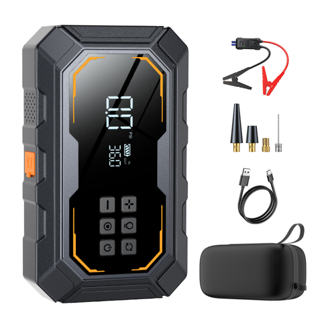 12V 2000A Portable Car Battery Booster with Air Compressor Tire Inflator Power Bank Emergency Jump Starter