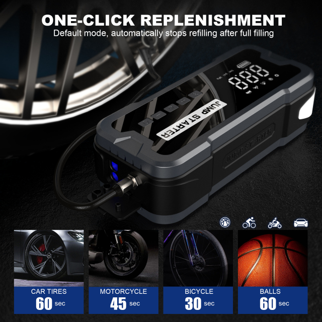 4 in 1 1000A Portable Compressor Air Pump 12V Battery Powerbank Power Bank Car Jump Starter