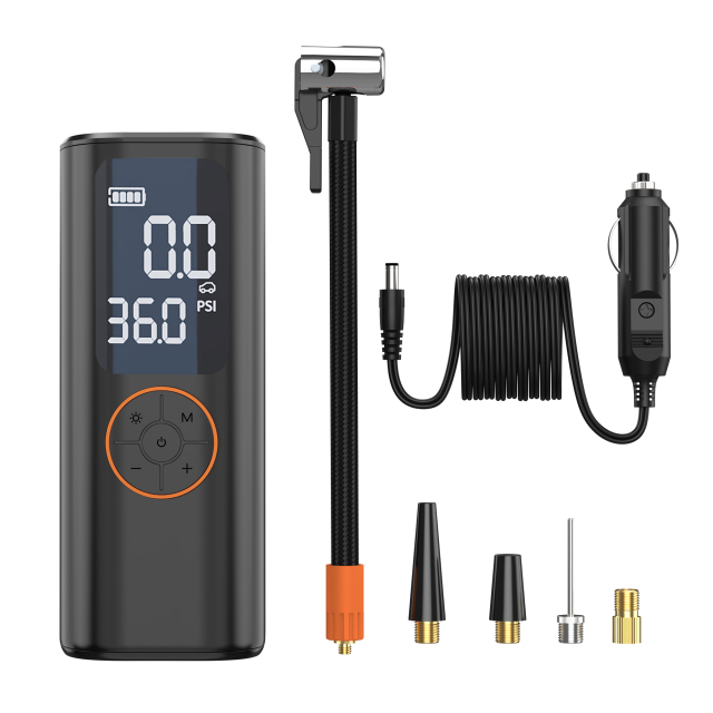 Portable Wireless Electric Air Pump Tyre Inflator ABS Plastic Digital Pressure Gauge 12V Car Charge Cable 5200mAh Battery