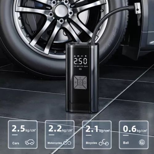 Portable Electric Air Compressor Inflator Rechargeable Cordless High Pressure Digital Emergency Tire Inflator for Car Bicycle