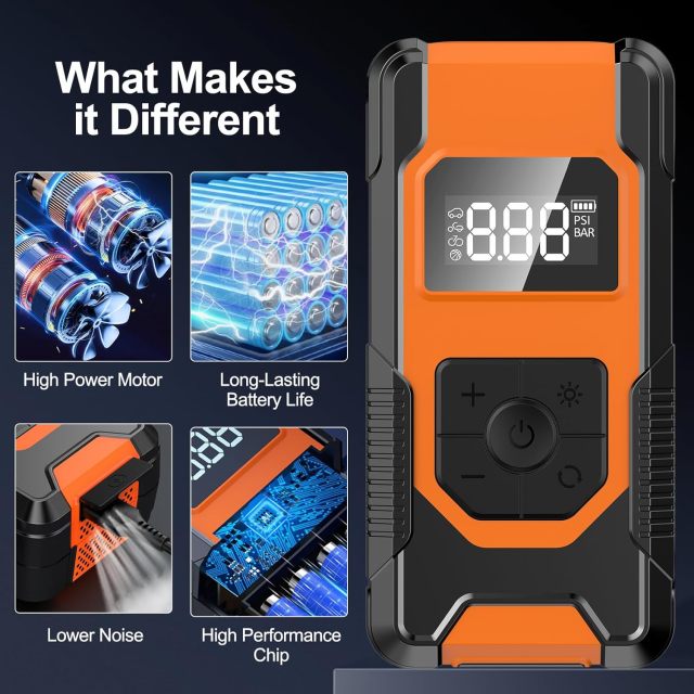 150PSI Portable Air Compressor Electric Air Pump With 12V Tire Inflator Pump