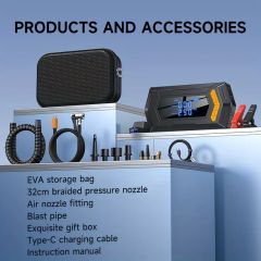 LCD Display Emergency Power Bank Portable Car Jump Starter with Tire Inflator Air Blower