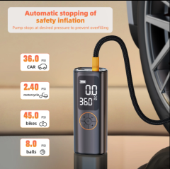 Portable Wireless Electric Air Pump Tyre Inflator ABS Plastic Digital Pressure Gauge 12V Car Charge Cable 5200mAh Battery