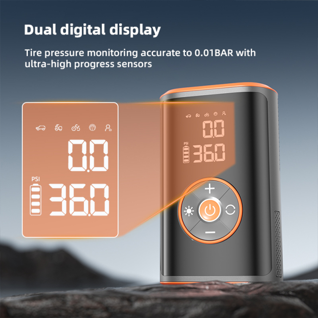 Portable Automatic Digital Display Cordless Electric Tire Inflator with Tire Pressure Monitor and Plastic Material for Car