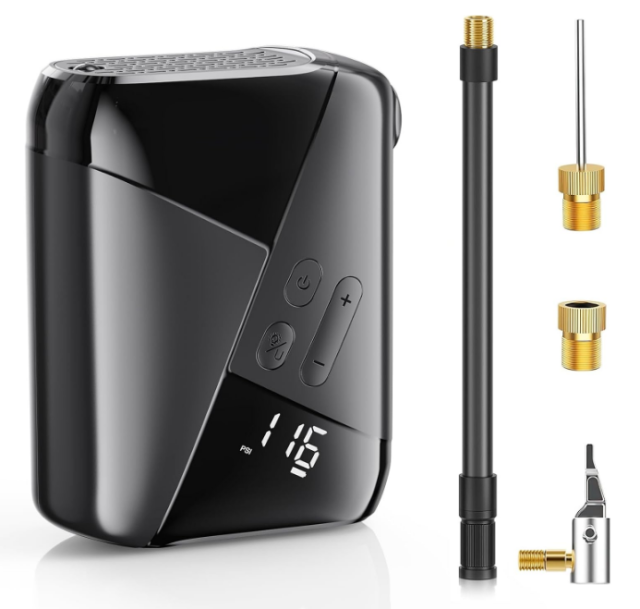 Electric Bike Tire Pump Max 150 PSI Rechargeable 3200mAh Portable Mini Air Pump Plastic Digital Pressure Gauge 10L/min