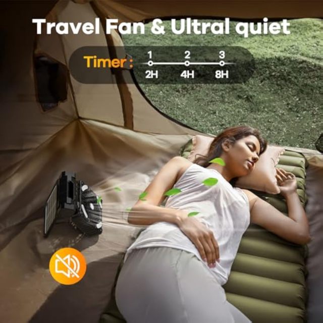 New 10000mah Solar Panel Power Fan Foldable Outdoor Camping Fan Mobile Power Led Rechargeable Fan