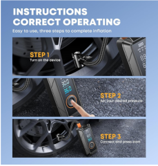 Multi Function LED SOS Light Portable 5200mAh Battery Air Compressor Car Tyre Inflator Electric Air Pump