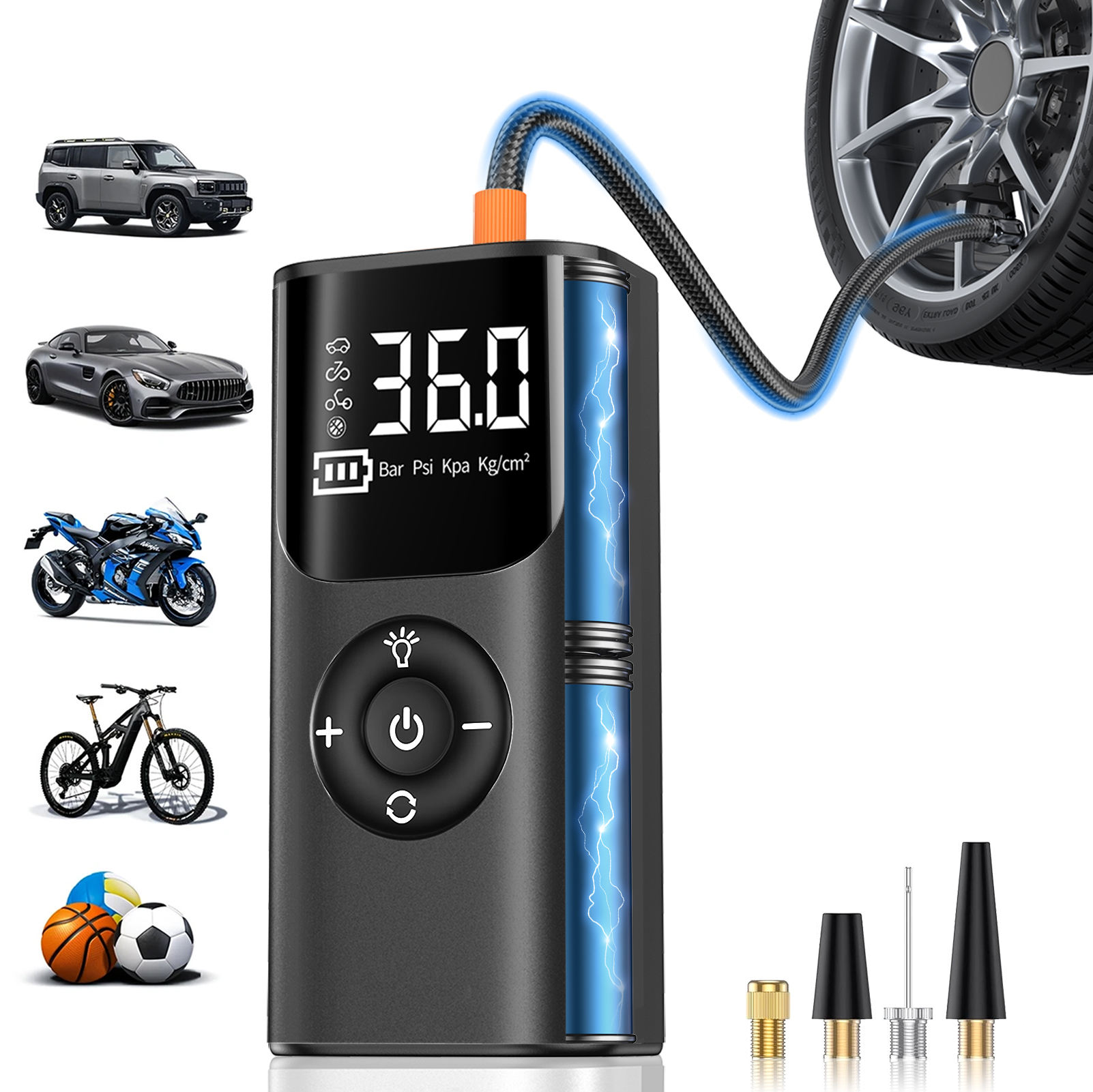 High Pressure Wireless Rechargeable Digital 150Psi Inflation Car Electric Portable Compressor Tyre Air Pump Tire Inflator