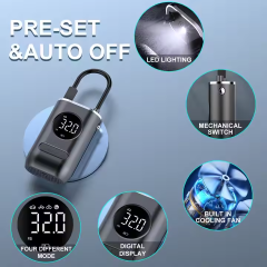 Cordless Electric Tire Inflator Digital Display Rechargeable Mini Air Compressor Pump for Car Bike Gonfleur De Pneus Plastic