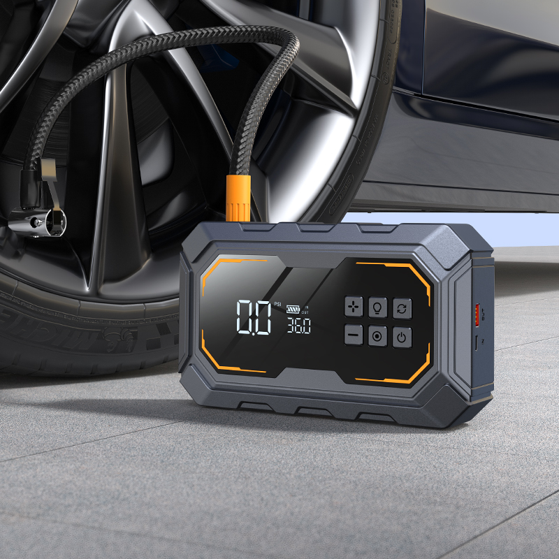 12V 2000A Portable Car Battery Booster with Air Compressor Tire Inflator Power Bank Emergency Jump Starter