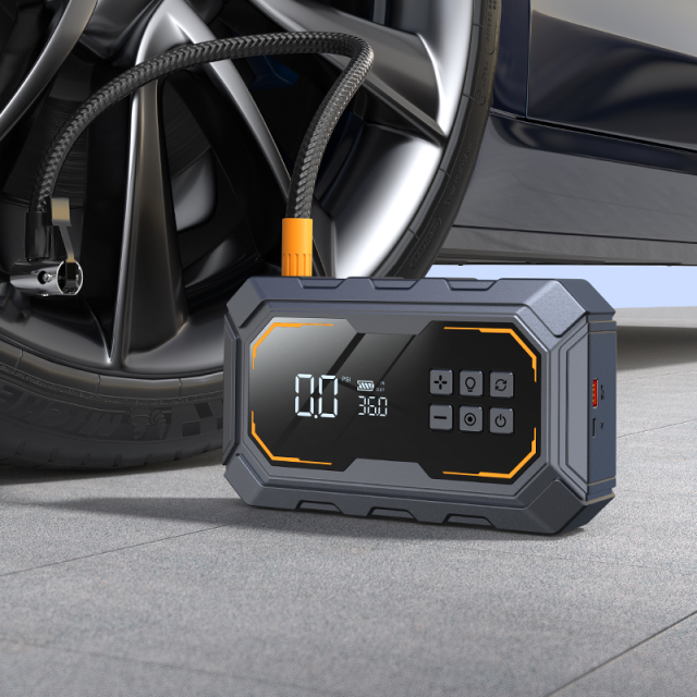 12V 2000A Portable Car Battery Booster with Air Compressor Tire Inflator Power Bank Emergency Jump Starter