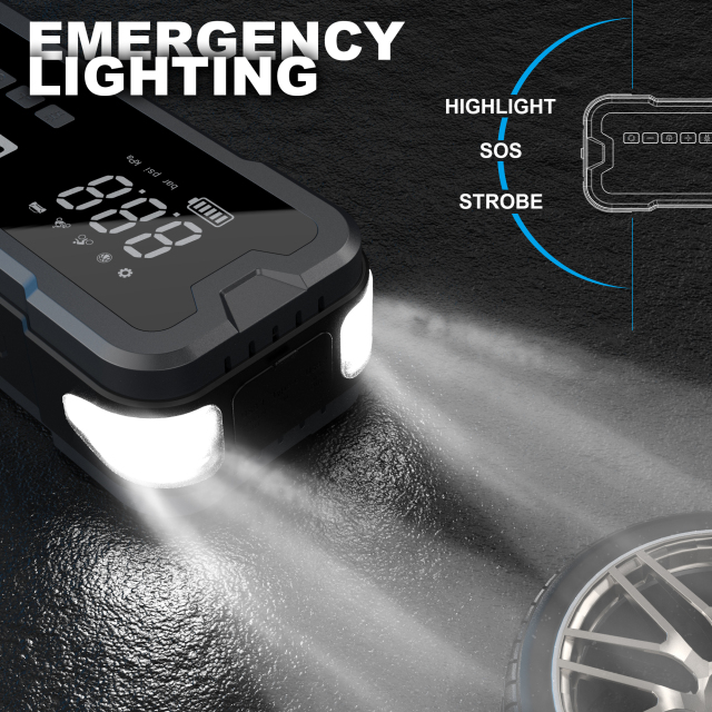 4 in 1 1000A Portable Compressor Air Pump 12V Battery Powerbank Power Bank Car Jump Starter