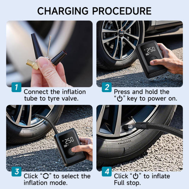 Compressor De Ar Portatil Sem Fio Com Bateria De 4000 MAh Inflador De Portatil Compresor De Aire Portatil