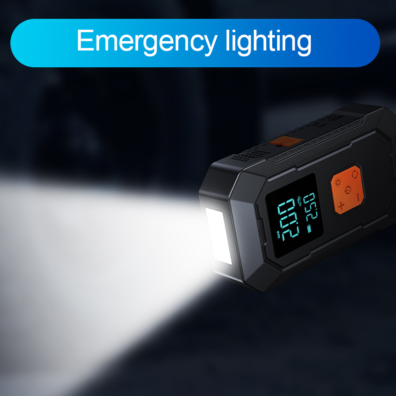 Car Jump Starter Air Compressor High Power 4000A Booster LED SOS Light Digital Pressure Gauge Plastic for Travel Outdoor Use