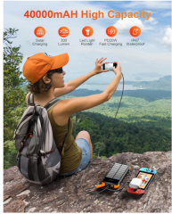 20000mAh Foldable Wireless Charger Solar Panel Powerbank Waterproof Solar Power Bank with Flashlight for iPhone