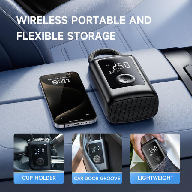 Compressor De Ar Portatil Sem Fio Com Bateria De 4000 MAh Inflador De Portatil Compresor De Aire Portatil