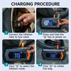 LCD Display Emergency Power Bank Portable Car Jump Starter with Tire Inflator Air Blower