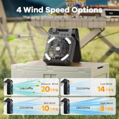 New 10000mah Solar Panel Power Fan Foldable Outdoor Camping Fan Mobile Power Led Rechargeable Fan