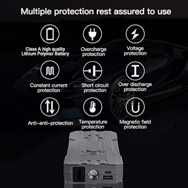 High Quality 1000a Peak Current Fast Charging Emergency Power Supply CE ROHS 10000mAh Portable Car Jump Starter