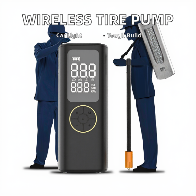 Portable Wireless Electric Air Pump Tyre Inflator ABS Plastic Digital Pressure Gauge 12V Car Charge Cable 5200mAh Battery