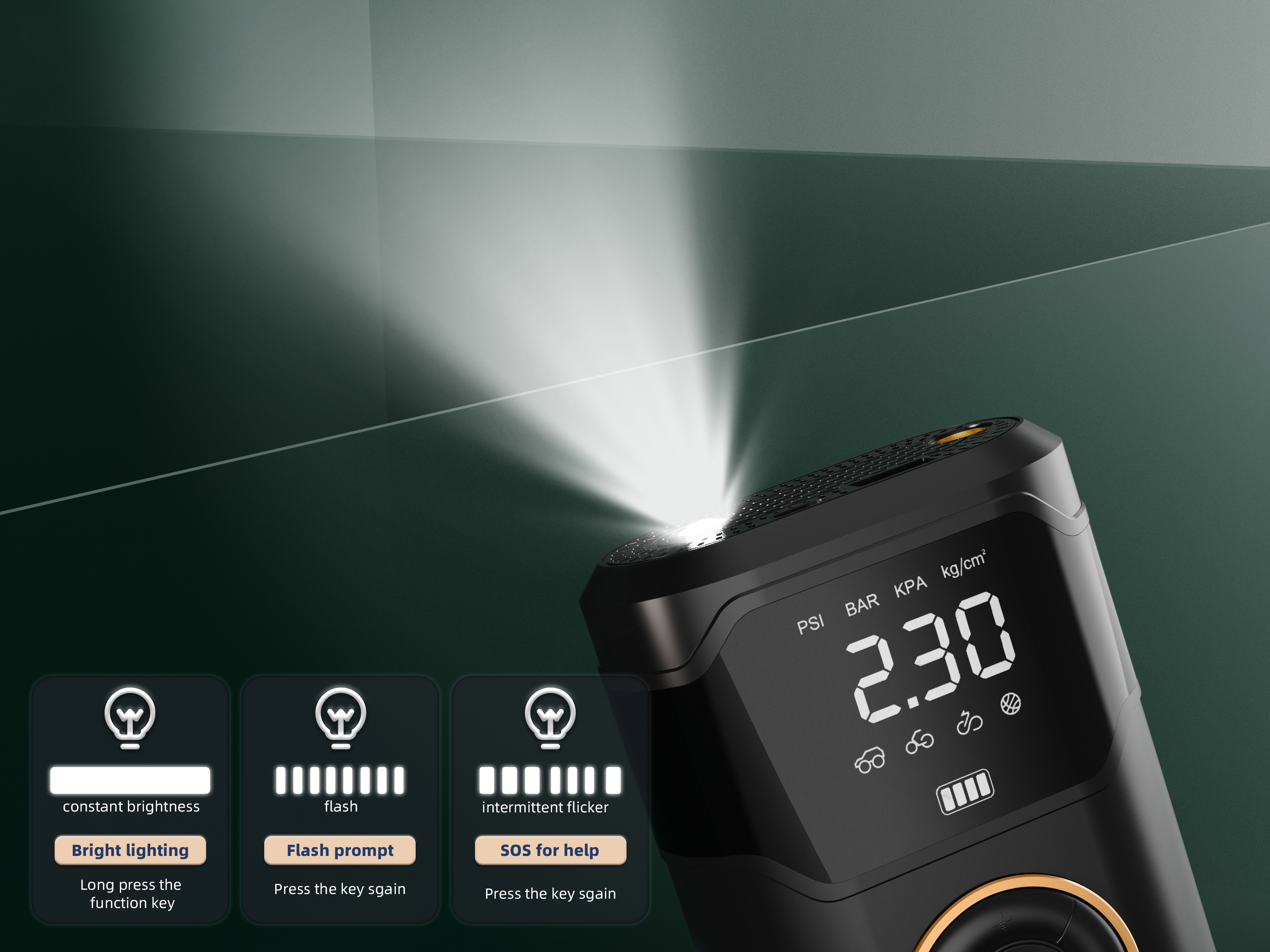 Portable Wireless Plastic Handheld Air Compressor Digital Display 150PSI High Pressure Tire Pressure Monitor Car Tire Inflator