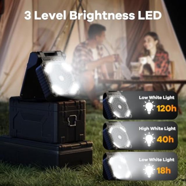 New 10000mah Solar Panel Power Fan Foldable Outdoor Camping Fan Mobile Power Led Rechargeable Fan