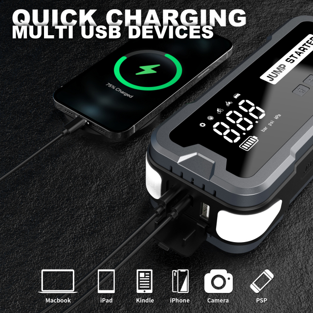 4 in 1 1000A Portable Compressor Air Pump 12V Battery Powerbank Power Bank Car Jump Starter