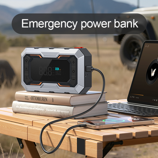 Multifunctional 4 in 1 Car Air Pump Tire Inflator with Jump Starter 6000mAh Power Bank for Emergency Use