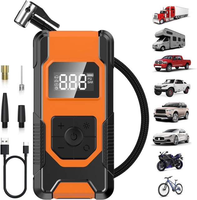 150PSI Portable Air Compressor Electric Air Pump With 12V Tire Inflator Pump