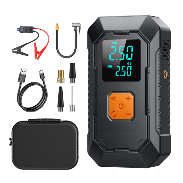 Car Jump Starter Air Compressor High Power 4000A Booster LED SOS Light Digital Pressure Gauge Plastic for Travel Outdoor Use
