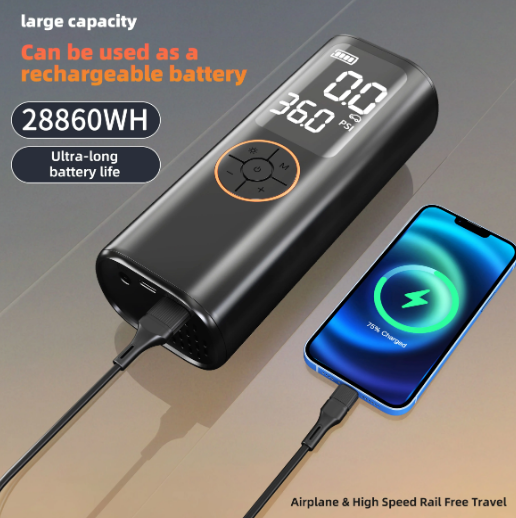 Portable Wireless Electric Air Pump Tyre Inflator ABS Plastic Digital Pressure Gauge 12V Car Charge Cable 5200mAh Battery