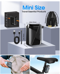 Electric Bike Tire Pump Max 150 PSI Rechargeable 3200mAh Portable Mini Air Pump Plastic Digital Pressure Gauge 10L/min