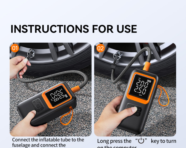 High Pressure 150PSI Portable Tire Inflator for Car and Bike Digital Display Air Pump for Roadside Assistance