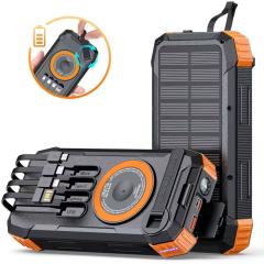 Built in Cable Compass Fast Charging PD22.5W Solar Battery Charger Camping Solar Power Bank 20000mah for Watch Tws Earphone