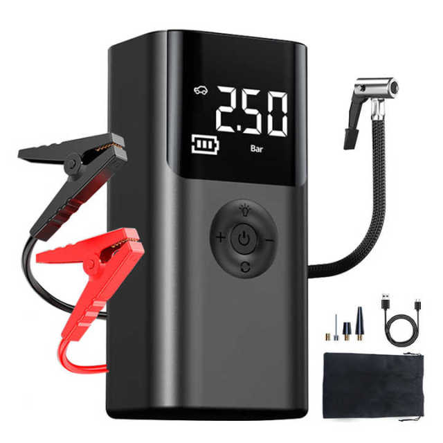 45W 2000A Air Pump Jump Starter Booster 16000mah Power Bank Lithium Battery 4 in 1 Car Jump Starter