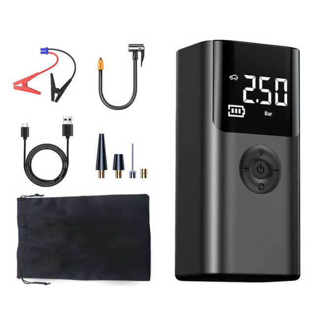 Portable 150PSI Cordless Tire Inflator Air Compressor 20000mAh Built-in Jump Starter Digital Screen Emergency SOS Flashlight