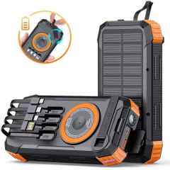 Built in Cable Compass Fast Charging PD22.5W Solar Battery Charger Camping Solar Power Bank 20000mah for Watch Tws Earphone