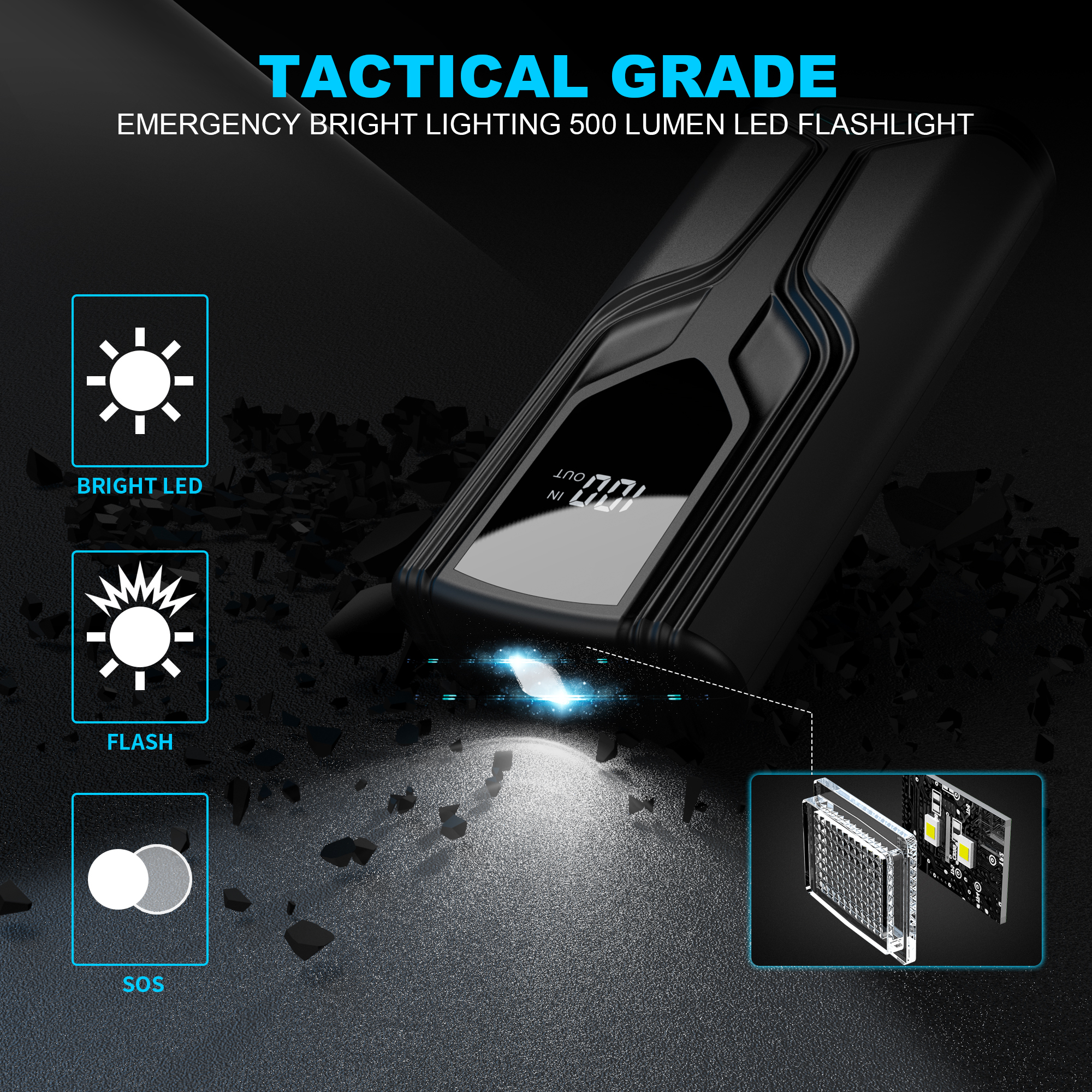 CY62 5-in-1 Car Jump Starter 2000A with 8000mAh Battery, LCD Display & USB-C Fast Charging