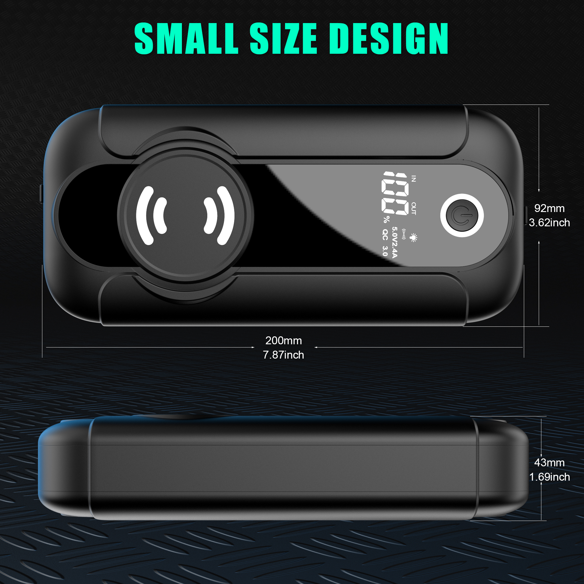 CY56 Car Battery Jump Starter Power Bank with 2000A Peak Current & 15W Wireless Charging System