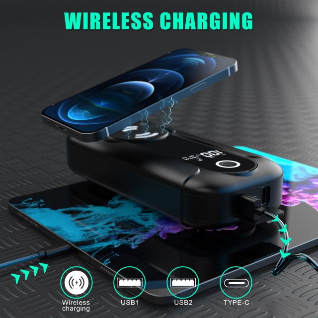 CY56 Car Battery Jump Starter Power Bank with 2000A Peak Current & 15W Wireless Charging System